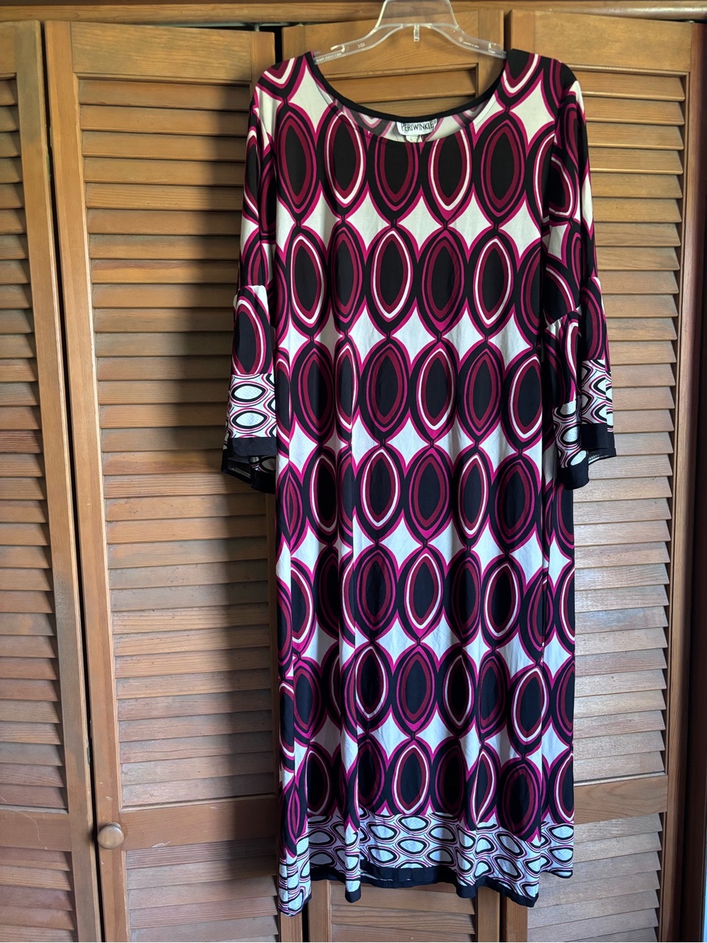 Periwinkle by Barlow Pink, Black & White Geometric Midi Dress